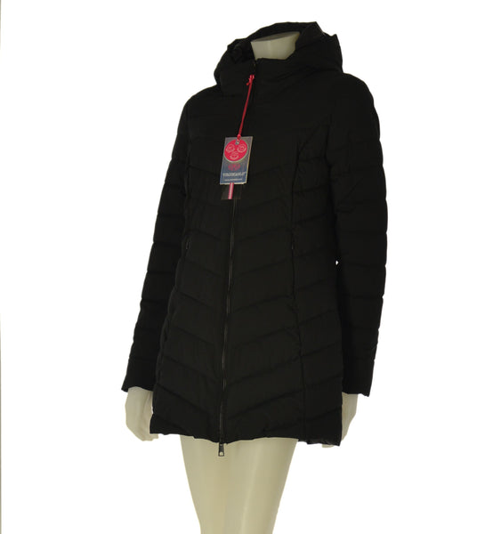 GIACCONE  DONNA VIRGINIA BLU FULL ZIP TASCHE CAPPUCCIO TRAPUNTATO IMPERMEABILE TASCHE ART. FIORITURA-56M