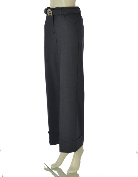 PANTALONI DONNA LAURA BIAGIOTTI PALAZZO ELASTICO TASCHE CINTURA ZIIP BOTTONE RISVOLTO ART. 18106