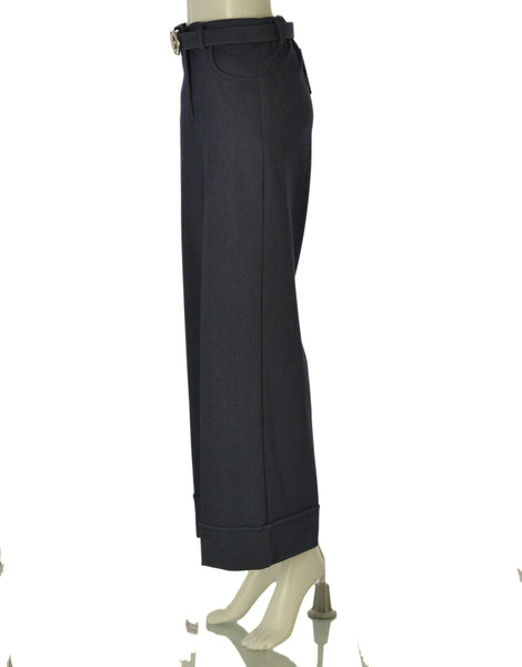 PANTALONI DONNA LAURA BIAGIOTTI PALAZZO ELASTICO TASCHE CINTURA ZIIP BOTTONE RISVOLTO ART. 18106