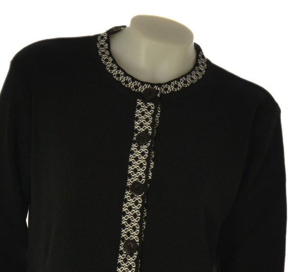 CARDIGAN DONNA ANNALISA BINETTI PARICOLLO BOTTONI BORDI FANTASIA LANA ART. 2509