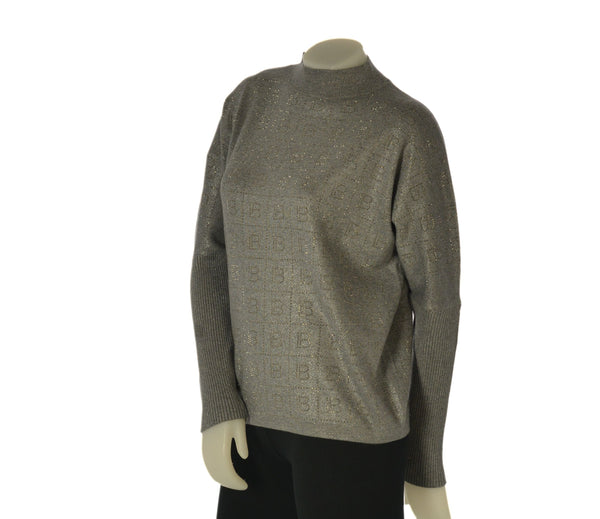 MAGLIONE DONNA LAURA BIAGIOTTI LUPETTO LOGO LUREX ART. 3006