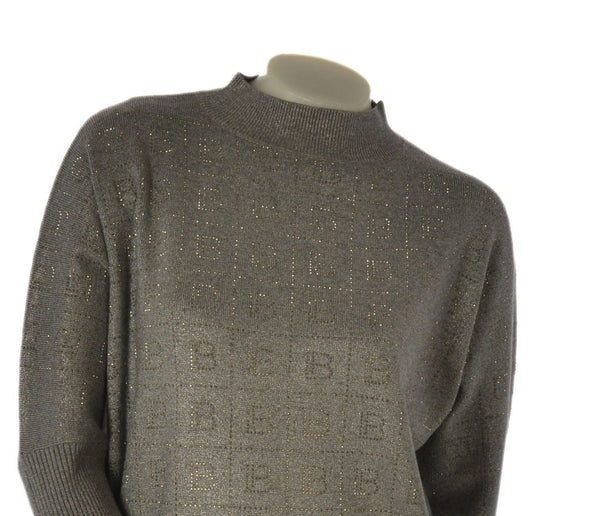 MAGLIONE DONNA LAURA BIAGIOTTI LUPETTO LOGO LUREX ART. 3006