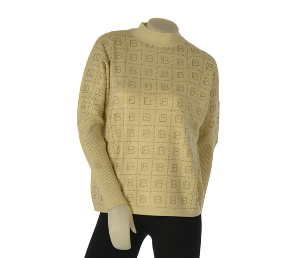 MAGLIONE DONNA LAURA BIAGIOTTI LUPETTO LOGO LUREX ART. 3006