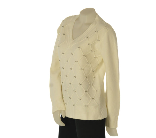 MAGLIONE DONNA LAURA BIAGIOTTI SCOLLO A V ROMBI STRASS ART. 3029