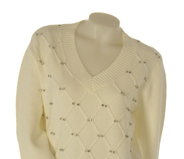 MAGLIONE DONNA LAURA BIAGIOTTI SCOLLO A V ROMBI STRASS ART. 3029
