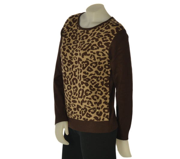 MAGLIONE DONNA COVERI GIROCOLLO ANIMALIER LUREX VISCOSA ART. DC1253