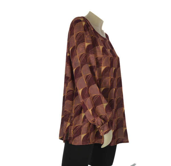 BLUSA DONNA ELISA CASTELLI FANTASIA GIROCOLLO GOCCIA BOTTONCINO SPACCHI TAGLIE OVER ART. 1520