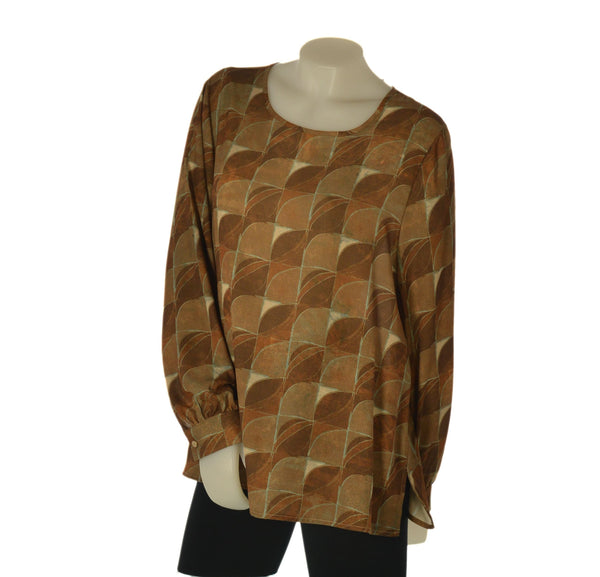 BLUSA DONNA ELISA CASTELLI FANTASIA GIROCOLLO GOCCIA BOTTONCINO SPACCHI TAGLIE OVER ART. 1520