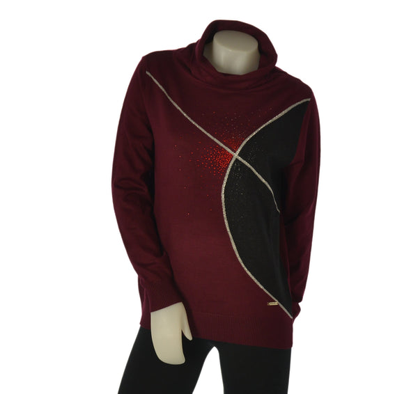 MAGLIONE DONNA COVERI COLLO CIAMBELLA FANTASIA STRASS ART. DC1248