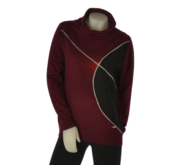 MAGLIONE DONNA COVERI COLLO CIAMBELLA FANTASIA STRASS ART. DC1248