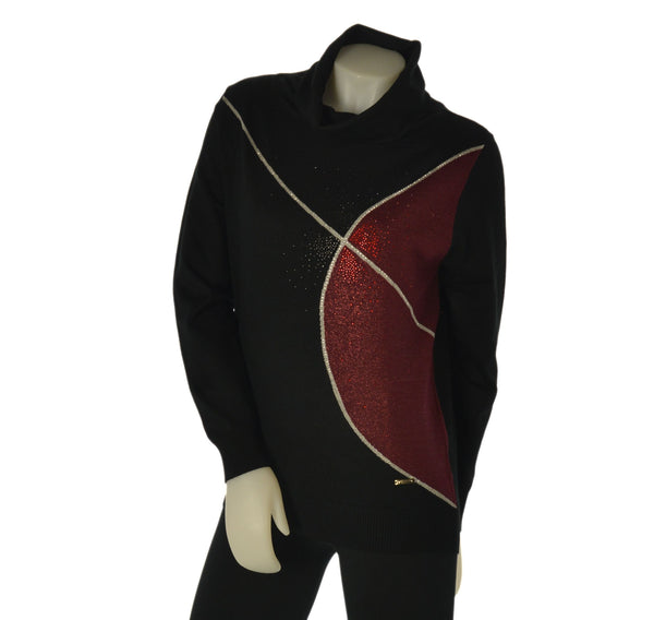 MAGLIONE DONNA COVERI COLLO CIAMBELLA FANTASIA STRASS ART. DC1248