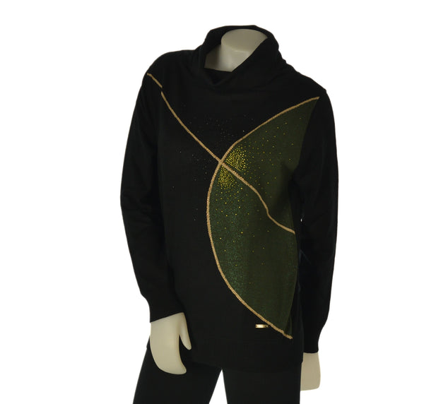 MAGLIONE DONNA COVERI COLLO CIAMBELLA FANTASIA STRASS ART. DC1248