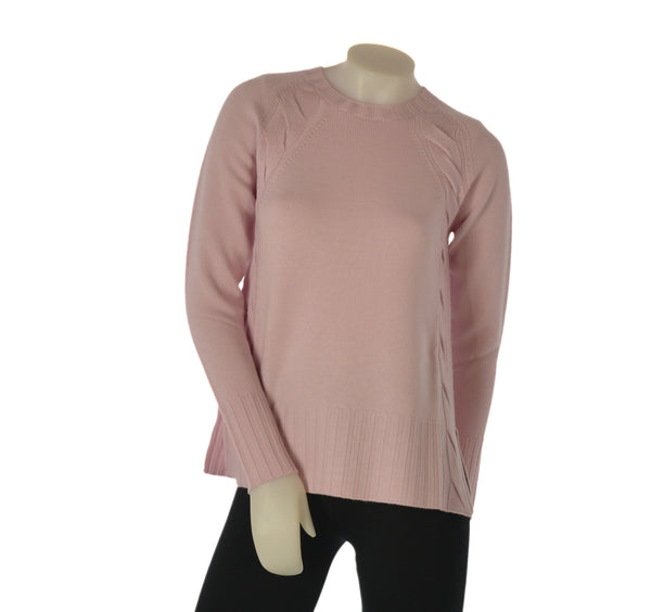 MAGLIONE DONNA VALERIE GIROCOLLO TRECCE SPACCHI LANA MERINO EXTRAFINE ART. 1011