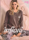 PIGIAMA DONNA TERMO COTONE SERAFINO BOTTONI TASCHINO SCOZZESE INFIORE ART. URB652992