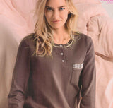 PIGIAMA DONNA TERMO COTONE SERAFINO BOTTONI TASCHINO SCOZZESE INFIORE ART. URB652992