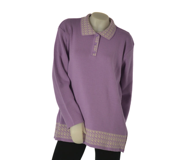 MAGLIONE DONNA ANNALISA MINETTI TAGLIE OVER POLO BOTTONI LUREX ART. 2510 OVER