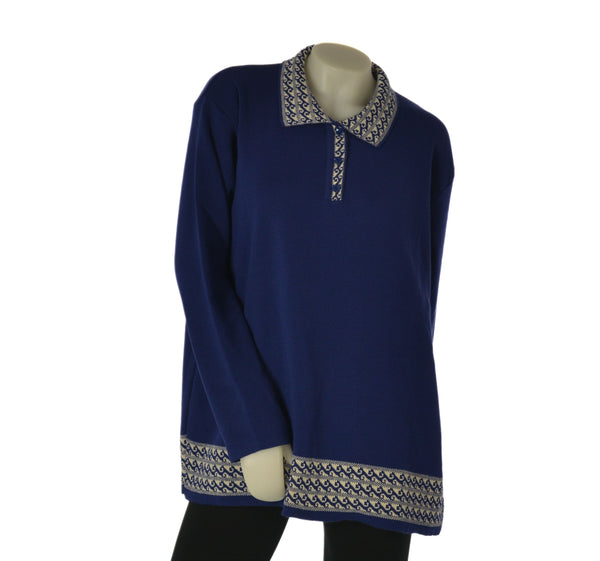 MAGLIONE DONNA ANNALISA MINETTI TAGLIE OVER POLO BOTTONI LUREX ART. 2510 OVER