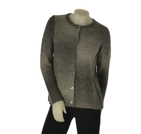 CARDIGAN DONNA GAIA B  BOTTONI GIROCOLLO PAILLETTES ART.310