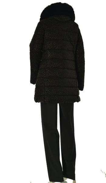 GIACCONE DONNA VIRGINIA BLU LUNGO TRAPUNTATO  CAPPUCCIO ZIP MICRO FANTASIA ART. MAGIA-11M