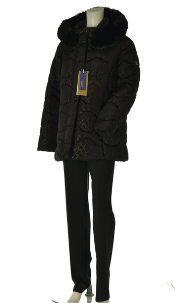 GIACCONE DONNA VIRGINIA BLU TAGLIE OVER TRAPUNTATO ZIP BOTTONI CAPPUCCIO TASCHE ART. CONF-DARLA-41C