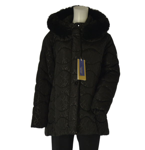 GIACCONE DONNA VIRGINIA BLU TAGLIE OVER TRAPUNTATO ZIP BOTTONI CAPPUCCIO TASCHE ART. CONF-DARLA-41C