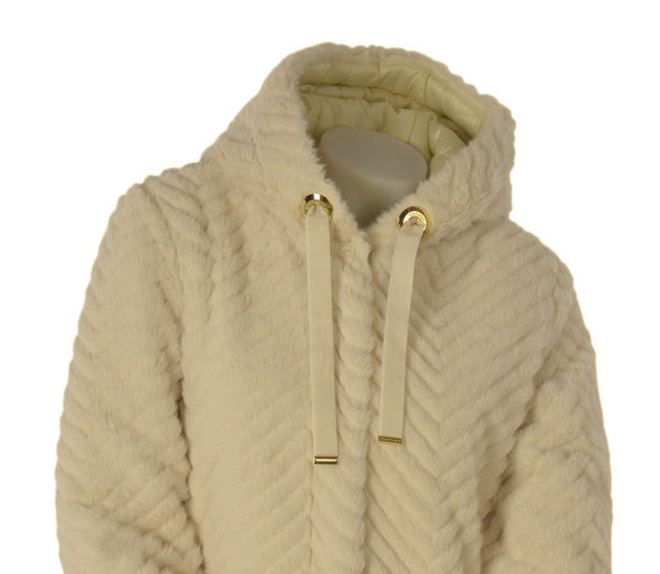 ECOPELLICCIA DONNA VIRGINIA BLU ZIP BOTTONOTASCHE CAPPUCCIO MORBIDA CALDA ART.MIELE