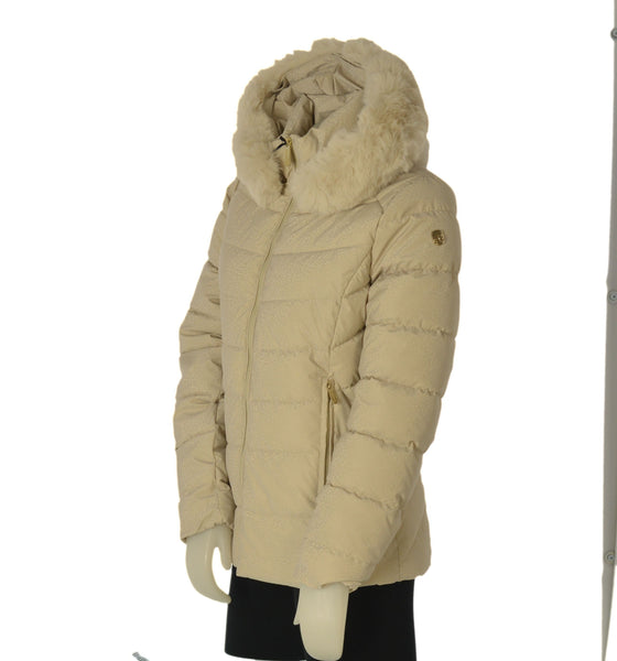 GIACCONE DONNA VIRGINIABLU ZIP TASCHE CAPPUCCIO ECOPELLICCIA LAVORATO ART.VENTO
