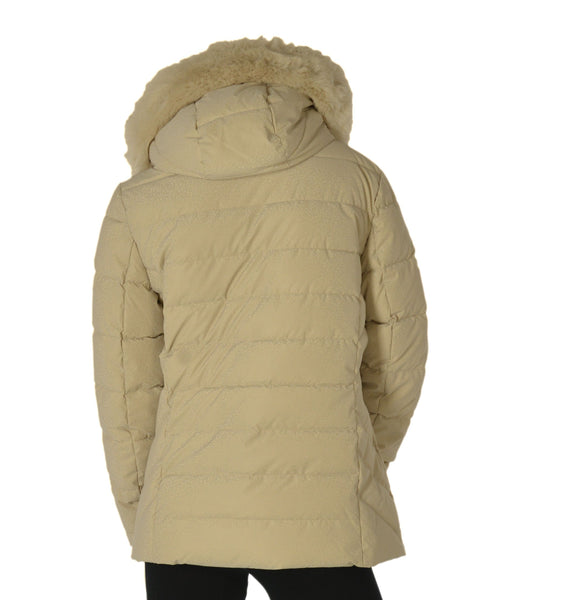 GIACCONE DONNA VIRGINIABLU ZIP TASCHE CAPPUCCIO ECOPELLICCIA LAVORATO ART.VENTO