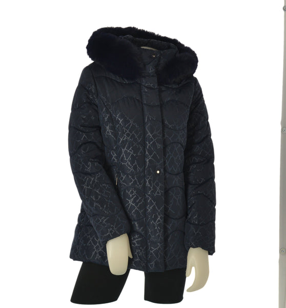 GIUBBOTTO DONNA VIRGINIA BLU ZIP BOTTONITASCHE CAPPUCCIO ECOPELLICCIA LAVORATO POLSINI ART.DARLA