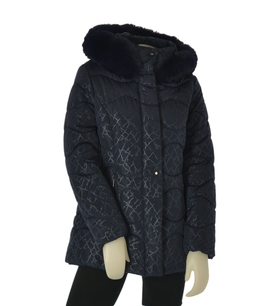 GIUBBOTTO DONNA VIRGINIA BLU ZIP BOTTONITASCHE CAPPUCCIO ECOPELLICCIA LAVORATO POLSINI ART.DARLA