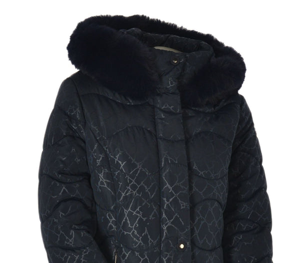 GIUBBOTTO DONNA VIRGINIA BLU ZIP BOTTONITASCHE CAPPUCCIO ECOPELLICCIA LAVORATO POLSINI ART.DARLA
