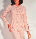 PIGIAMA DONNA RAGAZZA TERMO COTONE SERAFINO FIORI MARCA NOTTINGHAM ART. NPA381
