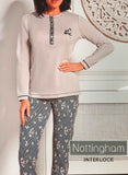 PIGIAMA DONNA RAGAZZA TERMO COTONE SERAFINO FIORI MARCA NOTTINGHAM ART. NPA394