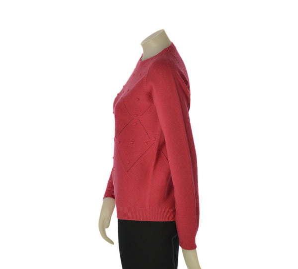 MAGLIONE DONNA BIELLA YARN GIROCOLLO ROMBI LAVORATO LANA ART. Z9555