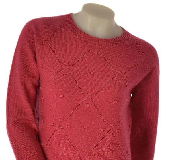 MAGLIONE DONNA BIELLA YARN GIROCOLLO ROMBI LAVORATO LANA ART. Z9555
