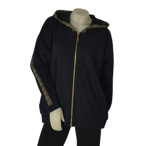 FELPA DONNA ELISA CASTELLI  TAGLIE OVER GARZATA CAPPUCCIO FULL ZIP TASCHE ART. 2005