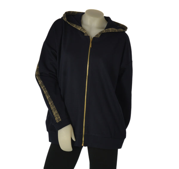 FELPA DONNA ELISA CASTELLI  TAGLIE OVER GARZATA CAPPUCCIO FULL ZIP TASCHE ART. 2005