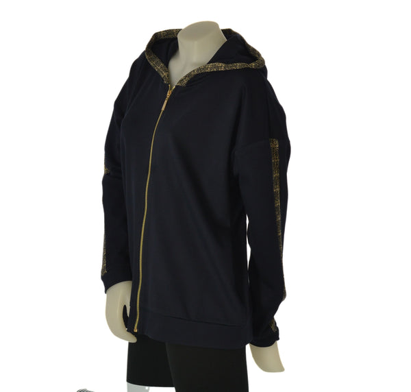 FELPA DONNA ELISA CASTELLI  TAGLIE OVER GARZATA CAPPUCCIO FULL ZIP TASCHE ART. 2005