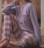 PIGIAMA DONNA TERMO COTONE SCOZZESE TASCHINO ENRICO COVERI INTIMO ART. EP6245