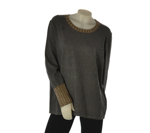 MAGLIONE DONNA GAIA B. TAGLIE OVER GIROCOLLO STRASS ART. 415