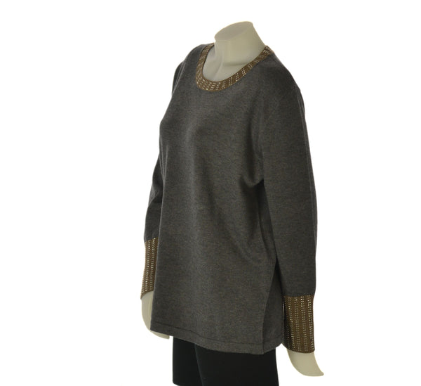 MAGLIONE DONNA GAIA B. TAGLIE OVER GIROCOLLO STRASS ART. 415