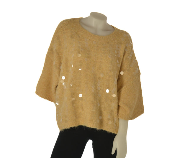 MAGLIONE DONNA MYASTREET MANICHE TRE QUARTI LARGO APPLICAZIONI ART. AL25177-90