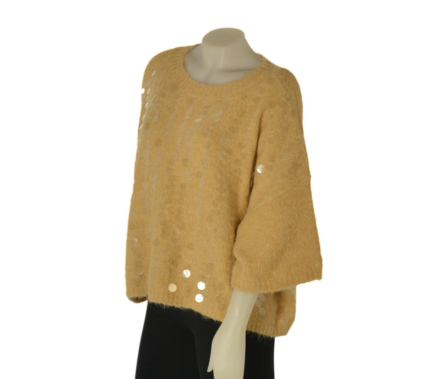 MAGLIONE DONNA MYASTREET MANICHE TRE QUARTI LARGO APPLICAZIONI ART. AL25177-90