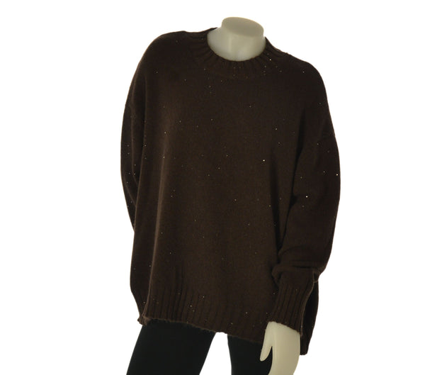 MAGLIONE DONNA MYASTREET AMPIO GIROCOLLO MICRO PAILLETTES ART. U504-90