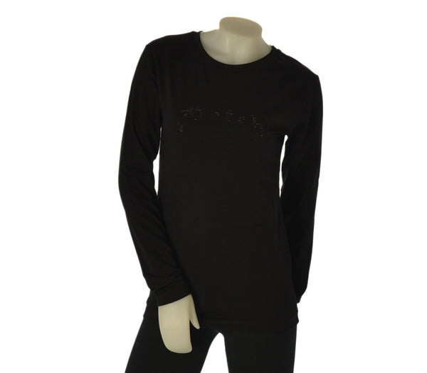 MAGLIA DONNA DATCH GIROCOLLO MANICA LUNGA LOGO STRASS COTONE ART. DW2644