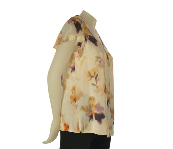 BLUSA DONNA LAURA BIAGIOTTI MANICA CORTA RASO SCOLLO A V FANTASIA SPACCHI ART. LB26P1418