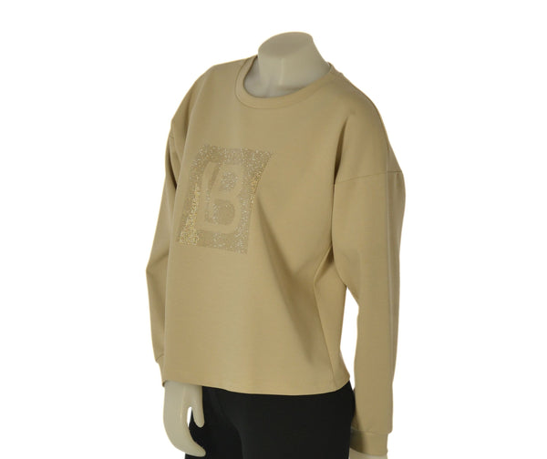 MAGLIA DONNA LAURA BIAGIOTTI MANICA LUNGA POLSINI GIROCOLLO STRASS LOGO ART. LB26P1543