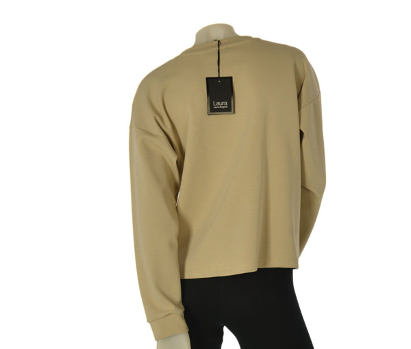 MAGLIA DONNA LAURA BIAGIOTTI MANICA LUNGA POLSINI GIROCOLLO STRASS LOGO ART. LB26P1543