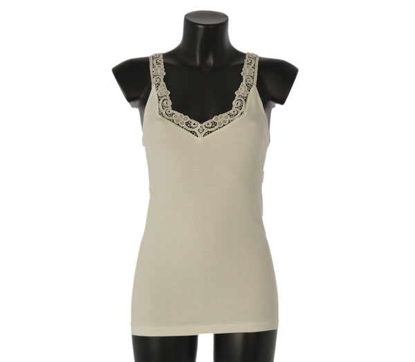 CANOTTA INTIMO DONNA TRE -VI SPALLA LARGA PIZZO COTTONE CALDO ART. 5306 MOLLY