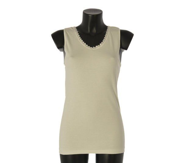 MAGLIA INTIMA DONNA TRE-VI SPALLA LARGA PIZZO COTONE CALDO ART. 2054 NOEMI